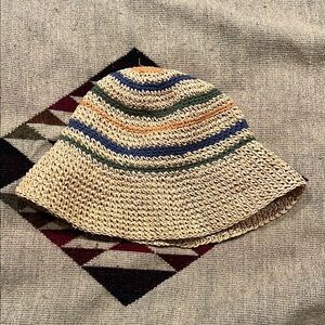 Vintage Italian Striped Crochet Bucket Hat